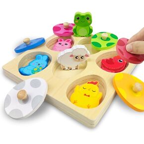 Easter Wooden Pegged Puzzles Montessori Toys for Toddlers Kids Boys Girls Easter Basket Stuffers Easter Toys Gifts