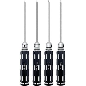 RC Tool Kit, Hex Allen Screwdriver Kit, RC Screwdriver Set 1.5mm 2.0mm 2.5mm 3.0mm Hex Driver Repair Tools for RC Car Boat Drone Helicopter (Black)