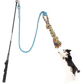 Flirt Pole for Dogs Pet Teaser Wand Outdoor Interactive Pet Dog Flirt Pole Training Exercise Rope Toy for Small Medium Large Dogs Cats