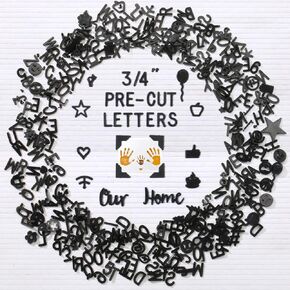 Black Letters for Letter Board Letters Only, 3/4 inch Message Board Letters for Felt Letter Board Signs (398 pcs), 0.75" Pre Cut Plastic Letterboard Letters Numbers Symbols for Changeable Menu Board
