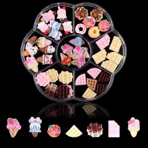 Slime Charms Bulk, 50Pcs Candy Charms for Acrylic Nails, Cute Flatback Resin Charms for Manicure DIY Crafts Making, Ornament Scrapbooking