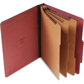 Universal UNV10290 8-Section 3-Divider Pressboard Classification Folders - Letter, Red (10/Box)