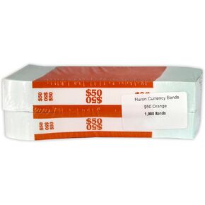 Huron Currency Money Band Wrappers $50 Orange (1000 pcs)