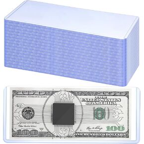 60PCS Bill Clear Holders Currency PVC Holder Transparent Bill Sleeves Currency Bill Display Holder for Regular Bills Protector Case Supplies, 6.9 x 2.95 Inch