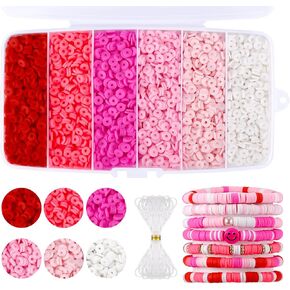 5280pcs Clay Beads Bracelet Making Kit, Earth Tone Friendship Bracelet Kit, Funtopia Flat Heishi Beads with Charms Letter Gold Spacer Beads for Jewelry Making, Crafts