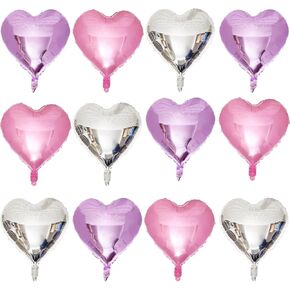 12 Pcs Red Heart Shaped Balloons 18 Inch XOXO | LOVE | SWEET Valentine Balloons for Valentines Day Bridal Shower Wedding Party Decorations (Red,Pink, Hot Pink)