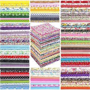 100 Pcs 10 x 10 Inches Cotton Fabric Square No Repeat Pre Cut Patchwork Fabrics Floral Printed Craft Bundles Quilting Craft for DIY Sewing Cloths Scrapbooking Handmade Accessories