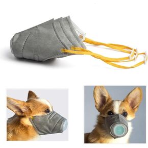 3 Pcs Dog Respirator Mask, Adjustable and Reusable Dog Air Filter Muzzle, Breathable Protective Mask for Medium and Large Dogs