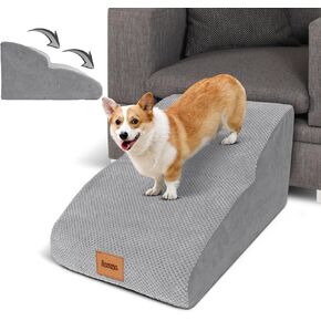 Extended Dog Stairs, 2 Step, 30D Foam Pet Stairs/Steps with Waterproof Cover,Dog Ramp/Ladder for Couch, Dog Step for Small Dogs Cats with Old/Injured, 11.8" H,Wider Step