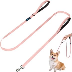 PuppyDoggy Dog Leash for Large Medium Dogs 6Ft x 1" Reflective Stitching Large Leash with 2 Traffic Padded Handles Dog Lead Rope Pet Leash for Running Walking Training (Pink 1 Pack)