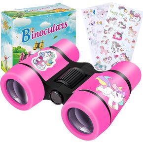 Binoculars for Kids with Unicorn Stickers Girls Gifts for Age 3, 4, 5, 6, 7, 8, 9 + Years Old Boys Girls, Kids Binoculars Outdoor Toys for Sports and Outside Play, Bird Watching (Unicorn)