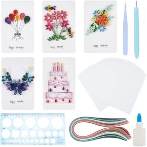 WEBEEDY Paper Quilling Kit 20 Sets Birthday Card Quilling Kit with Paper Quilling Strips Tools Paper Quilling Set DIY Handmade Arts Crafts Christmas Birthday Valentine's Day Gifts