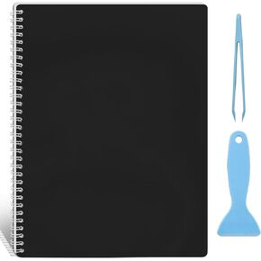 Large Reusable Sticker Book Collecting Album 8.5×11 Inch Sticker Collection Storage Book with 40 Sheets Blank Release Paper, Restickable Stickers Organizer Notebook with Tools (Black)