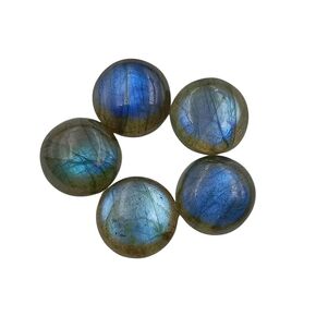 SGM Shop ™ Natural Blue Labradorite معايرة 5 ملم مستدير الشكل 5pcs Cabochon Gemstone A+ Qualit