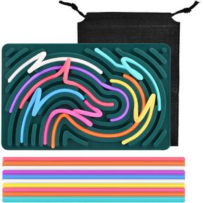 Sensory Activity Board, E-PRONSE Double-Sided Silicone Fidget Toy for Kids, 8 Colors Sensory Toys for Kids 3+ & Adults with 20 Strings,Stress Relief, Calming, Focus, ADHD and Autism