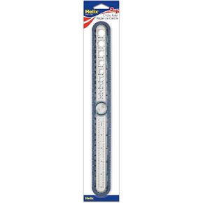 Helix - 2-in-1 Ruler - Integrated Circle Templates - Innovative Learning Tool - 12 Inch / 30cm, Assorted Colors (36001)