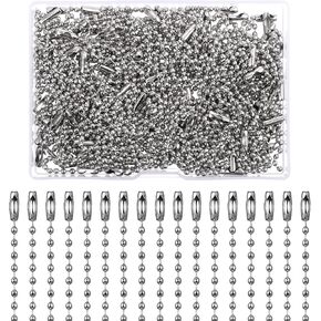 100PCS Ball Bead Chain Keychain Stainless, Keychain Chain, Ball Chain Keychain Silver, 4 Inch Dog Tag Chains with Connectors for DIY Craft Projects Jewelry Making Hanging Decoration