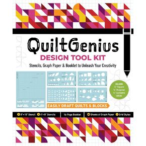 QuiltGenius Design Tool Kit: Stencils, Graph Paper & Booklet to Unleash Your Creativity; Easily Draft Quilts & Blocks; (1) 8" x 10" Stencil, (4) 4" x ... 60 Sheets of Graph Paper, 3 Grid Styles