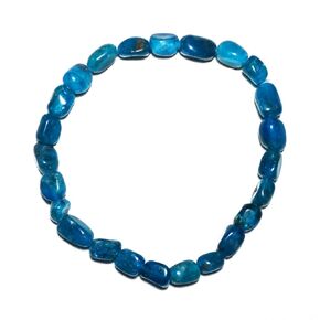 Blue Apatite Chips Bracelet 6MM | Natural Throat Chakra Crystal Beads Handmade Manifestation Motivation Bracelet - Adjustable Spiritual Jewelry | Beading Tool Kit - Fits for 6-7" Small Wrist