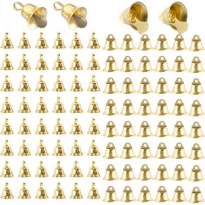 Framendino, 100 Pack Gold Mini Bells Jingle Vintage Christmas for Decoration