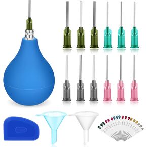 Dandat 34 Pcs Pottery Tools Supplies Ceramic Precision Applicator Slip Trailing Bottles Ceramic Precision Tips Applicator 3 Ounce Clay Tools Set Needle Tip Squeeze Bottle for Pottery Glaze(Blue)