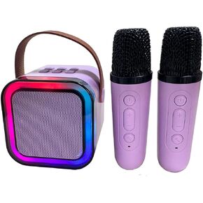 Mini Karaoke Machine for Kids with 2 Wireless Microphones, Kids Karaoke Machine for Girls 18 Pre-Loaded Songs 4, 5, 6, 7, 8, 10, 12+ Years Old Teens Birthday Purple