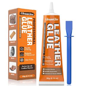 Leather Glue, 60ml Permanent Leather Glue Adhesive - High Strength & Flexible & Waterproof & Clear Leather Repair Glue for Jackets, Purses, Handbags, Sofa, Furniture, Car Seat, Shoes