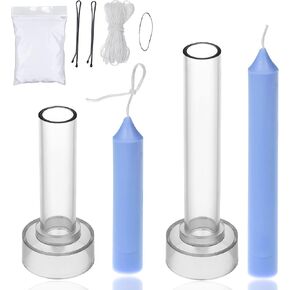 Taper Candle Mold Set-2PC Pillar Candle Molds -Perfect for Making Emergency Candles, Chime Candles, Table Candles-30 Ft. of Wick, A Mold Sealer and 2 Candle Wick Clips Included as a Gift.