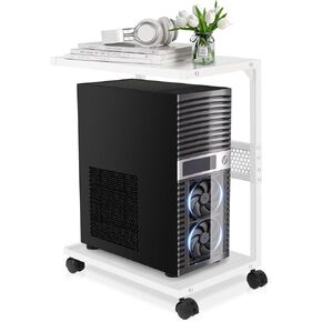 Liitrton PC Stand Iron Computer Tower Stand 2-Tier CPU Stand with Locking Caster Wheels for Office Home Fits Most PC (Iron-Black) in Kuwait