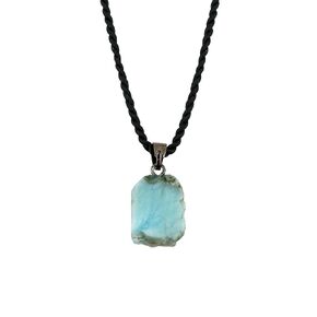 Natural Raw Larimar Gemstone Pendant Necklace, Black Cotton Cord Necklace, Handmade Jewelry, AAA Quality Rough Stones, Chakra Stones, Healing Crystals, Birthday Gift for Womem, 18 Inch