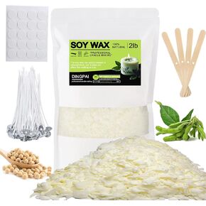 DINGPAI Natural Soy Wax for Candle Making, 2lb Organic Soy Wax Flakes, Premium Soy Candle Wax for Candle Making Supplies, Pure Natural Candle Making Soy Wax