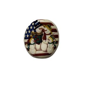 Ceramic Smoke Stone Hand Rolled Unfiltered Cigarette Holder Snowmen American Flag Design