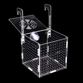 Fish Breeding Box, Acrylic Fish Isolation Box Fish Separator for Aquarium Hatchery Incubator with Suction Cups for Baby Fishes Shrimp Clownfish(5.9 * 5.9 * 5.9 inches)