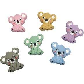 12pcs Mini Cute Silicone Koala Pearls Bead for Pen Accessory Silicone Animal Bead for DIY Beading Woman Lanyards Pendant Accessories (Mix Color 12pcs)
