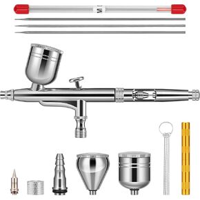 VIVOHOME Airbrush Gun with 3 Nozzle (0.2mm, 0.35mm, 0.5mm) and 3 Cups (5cc, 7cc, 9cc), Air Brush Guns for Painting with Self-Centring Plug-in Nozzle, Gravity Feed Airbrush Kit for Nail, Model, Tattoo