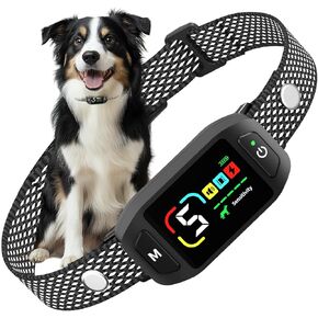 Bark Collar Rechargeable, Color LCD Screen Dog Bark Collar with 4 Modes and 5 Level Sensitivity, IP67 Waterproof Barking Collar for Large Medium Small Dogs, Luxurious Black