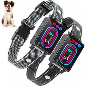Dog Bark Collar 2 Pack, 2025 Smart Bark Collar for Dogs Large Medium Small 10-120 lbs, Bark Collar 9 Adjustable Sensitivity 5 Training Modes, Anti-Bark Training Collars Beeping Vibrator Shock