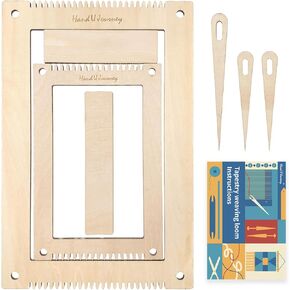 HAND U JOURNEY Rectangle Weaving Loom Kit 7.9''x11.8'' and 5.3''x7.8'', 2 Set with Weaving Tools and 16 Pages Instruction Book-Size M