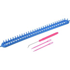 PATIKIL 62 Hooks 58cm Knitting Loom Machines Kit, Plastic Darning Weave Tool with Accessories for Scarf Sweater Shawl Blankets Mending Weaving Stitching, Blue in Kuwait