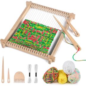 adorbox Weaving Loom Kit for Beginners Adults,Wooden Weaving Machine Kit,11*11 inch Multi-Craft Weaving Loom with Yarn and Cord Handmade Knitting Loom DIY Kintting Loom for Beginners DIY Weaving Art
