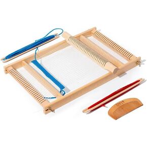 Bequilter Weaving Loom Kit, 15.6" H x 9.85" W Wooden Tapestry Looms, DIY Hand-Knitting Weaving Machine Come with Loom Stick Bar and Comb for Kids, Adult and Beginners