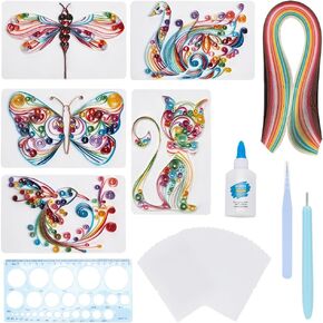 WEBEEDY 20 Sets Paper Quilling Kits for Beginners DIY Lovely Animal Quilling Card Making Kits with 36 Colors Strips, 20 Cards, Paper Quilling Tools and Supplies Home Room Wall Art Decor Creative Gift in Kuwait