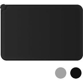 MoPawKT- Pet Food Mat 21" x 15“ with Raised Edges, Waterproof, Anti-Slip, Thickened Silicone Dog Food Mat for Bowls, Pet Accessories Tray Cat Food Mat Prevent Water Splashing onto The Floor (Black)