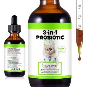 Probiotics for Cats, Cat Probiotic, Liquid Cat Probiotics for Indoor Cats, Cat Digestive Support, Natural Prebiotic for Cats, Probiotics for Cats Supplements -2 Oz