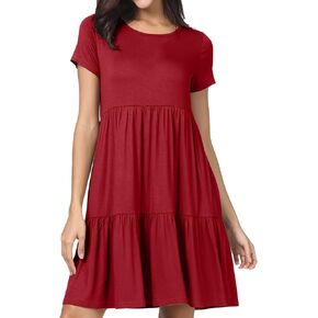 levaca Women's Summer Floral Casual Loose Short Maternity Babydoll Dress Red XXL in Kuwait
