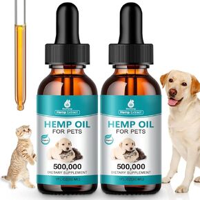Hemp Oil for Cats and Dogs (3 Packs) Pet Hemp Drops Helps Anxiety Stress Pain Holistic Inflammation Skin Allergies Relief Joint Hip Аrthritis Sleep Aid Calm Tincture Oils, Organic Extract Treats