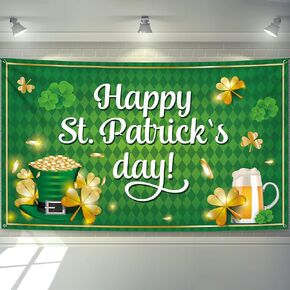 Katchon ، Xtralarge Happy St Patricks Day Banner - 72x44 inch | سانت باتريكس خلفية للتصوير الفوتوغرافي | St Patricks Day Decorations Banner | لافتة يوم القديس باتريكز لزخرفة يوم سان باتريك