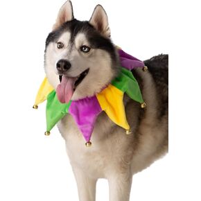 ComfyCamper Dog Mardi Gras Neckpiece Collar Costume - XS Small Medium XL XXL Bandana Cosplay Halloween Costumes, L