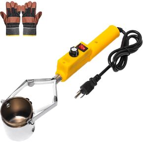 Electric Melting Pot for Lead and Tin,110V/300W Metal Melting Furnace with Crucible, Gloves Included, Adjustable Temp Control, Rapid Warming, Ideal for Fishing Weight, Metals Melting & Casting