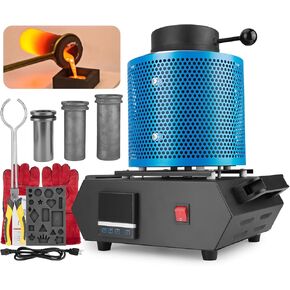 BEAMNOVA Smelting Furnace Kit 1+2+3kg Crucible 2192℉(1200℃) Electric Metal Melting Furnace Tools Craft Accessories Mold Parts Gloves for Gold Silver Aluminum Home Beginners Foundry Smelter Forge